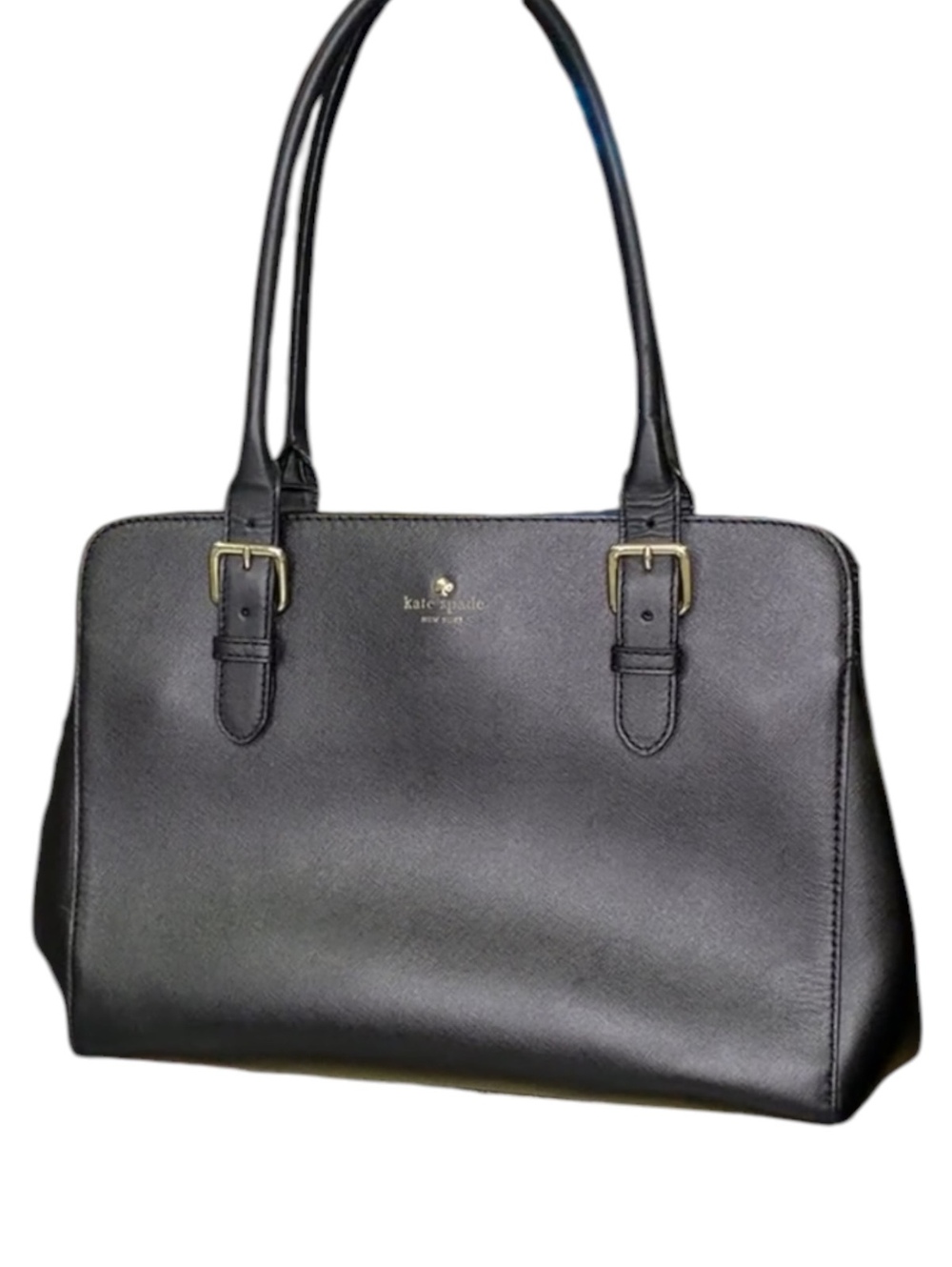 Kate Spade New York Black Saffiano Leather Large Shoulder Tote Work Laptop Bag